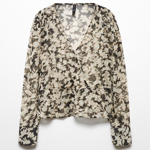 NWT Mango FLORAL PRINT CROSSOVER BLOUSE - size 6/M - Picture 5 of 8